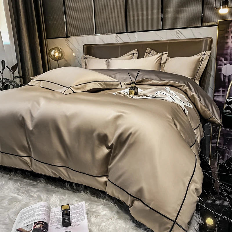 Parure de lit élégante avec housse de couette – Style hôtel