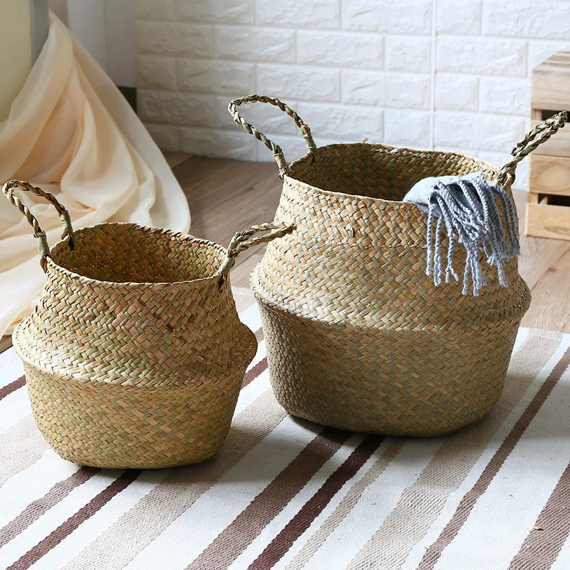 Cache-pot tressé naturel