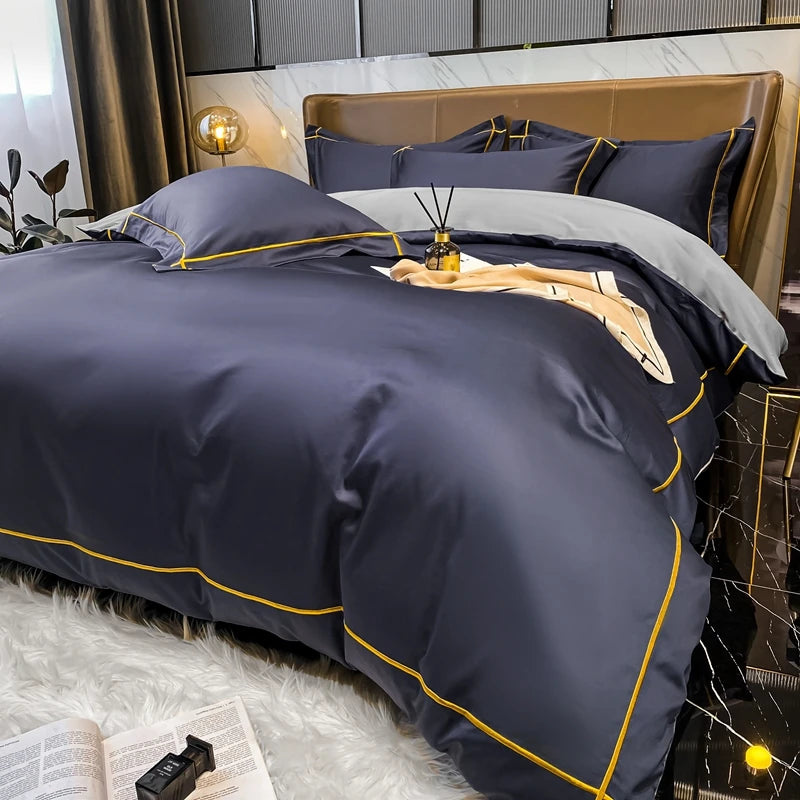 Parure de lit élégante avec housse de couette – Style hôtel