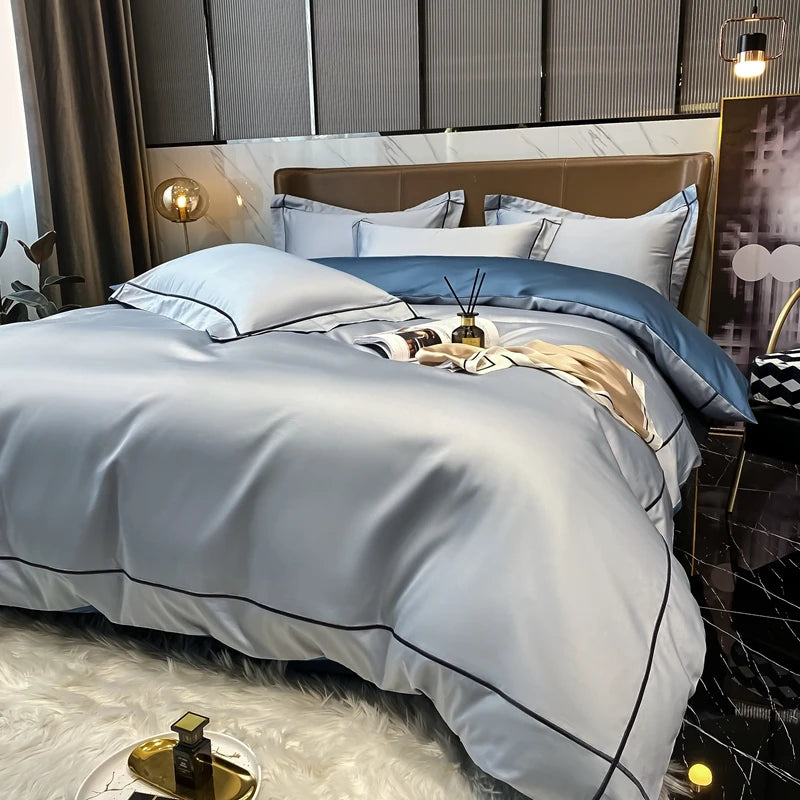 Parure de lit élégante avec housse de couette – Style hôtel