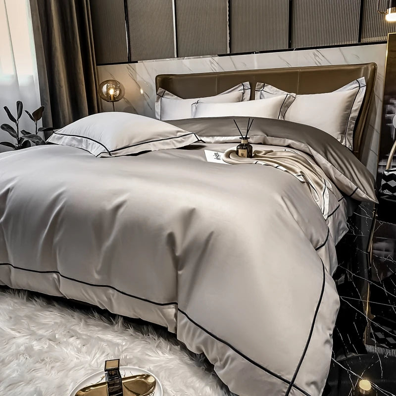 Parure de lit élégante avec housse de couette – Style hôtel
