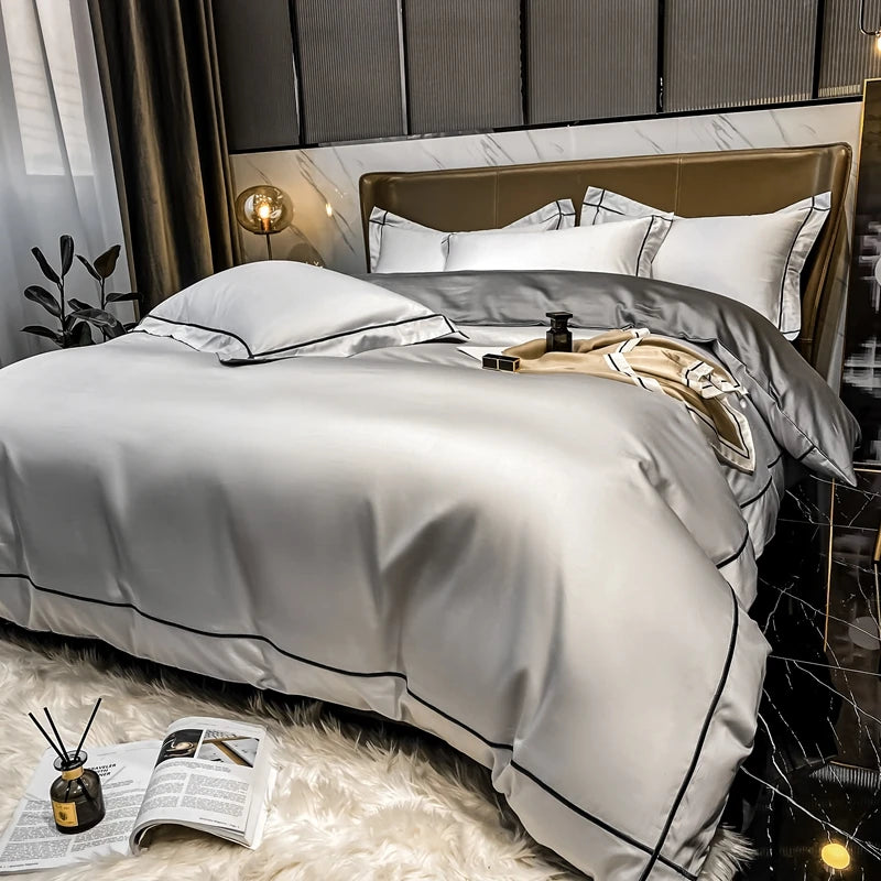 Parure de lit élégante avec housse de couette – Style hôtel