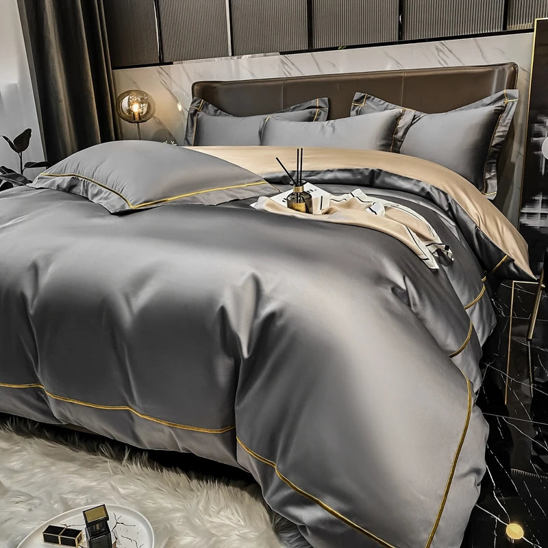Parure de lit élégante avec housse de couette – Style hôtel
