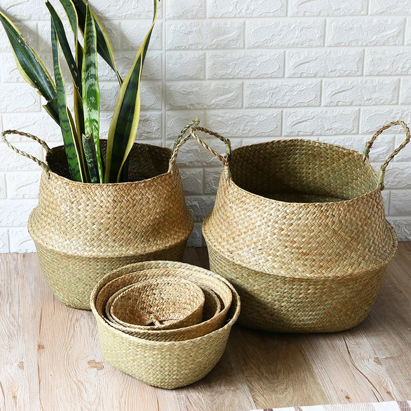 Cache-pot tressé naturel