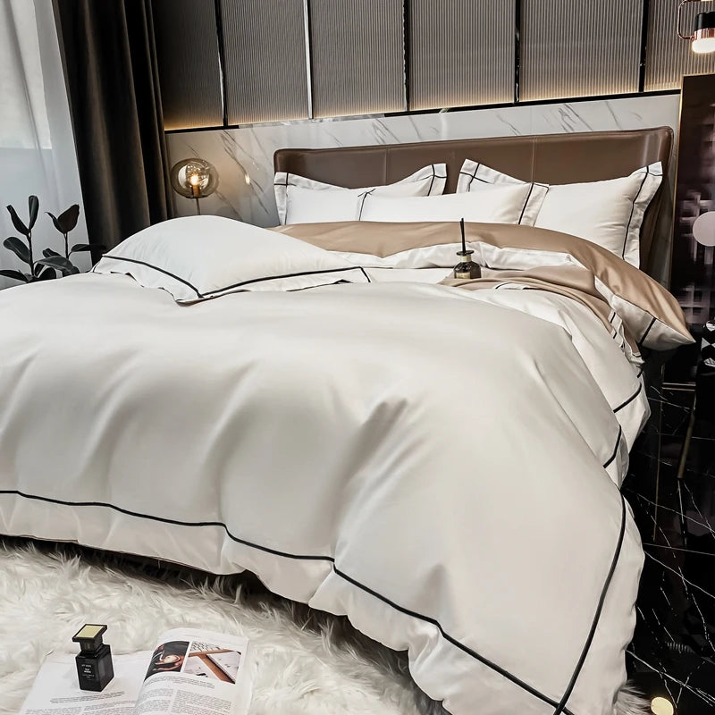 Parure de lit élégante avec housse de couette – Style hôtel