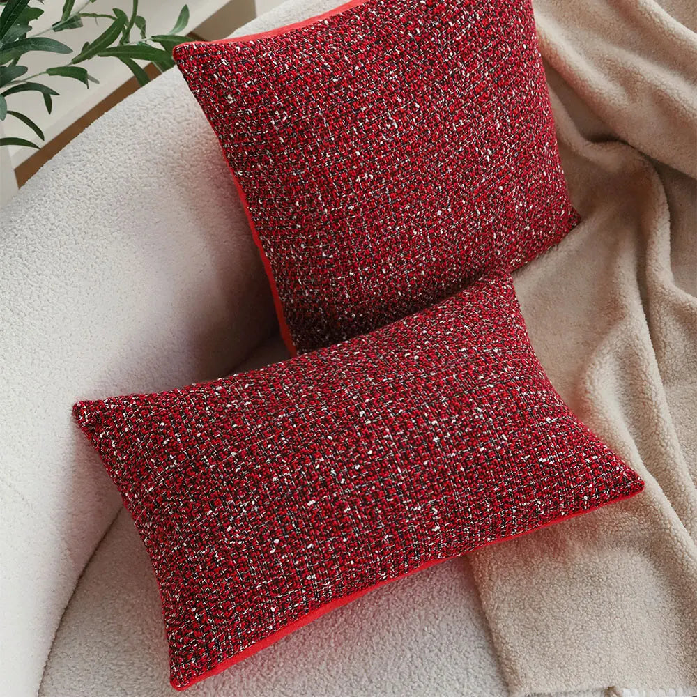 Housse de coussin de Noël rouge, effet tricoté