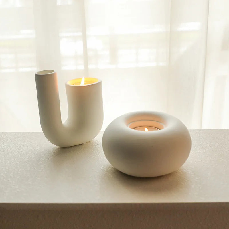 Bougeoirs Décoratifs en Céramique – Design Nordique Moderne et Élégant