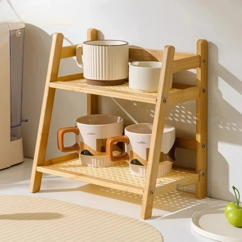 Étagère de Rangement en Bambou à 2 Niveaux – Organisateur de Cuisine Premium