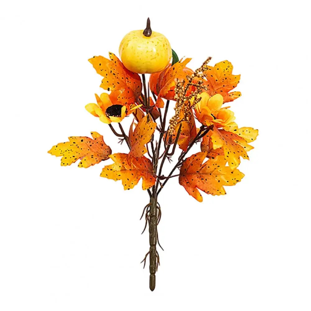 Bouquet d’Automne Artificiel – Citrouilles, Fleurs & Feuilles 🍂🎃