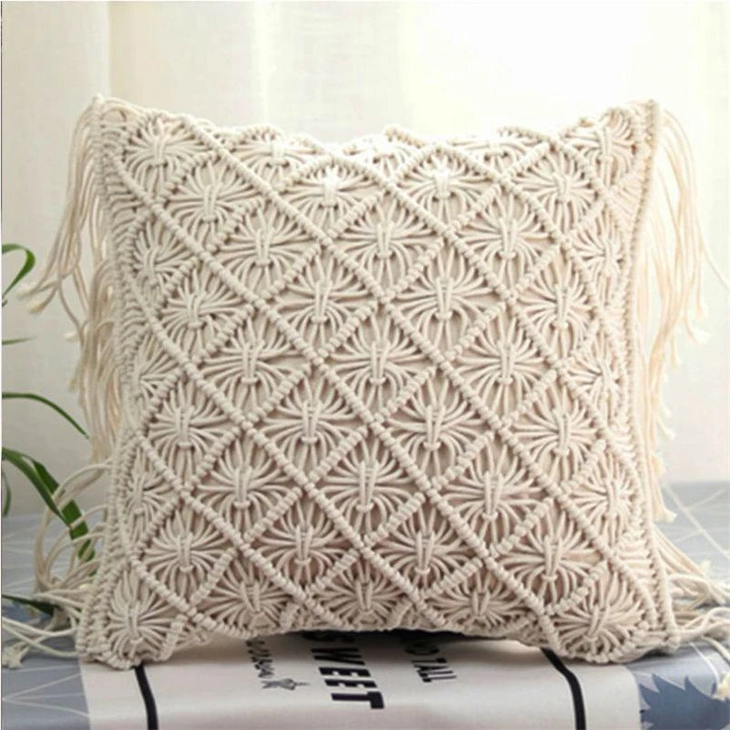 Housse de coussin bohème à franges 🤍