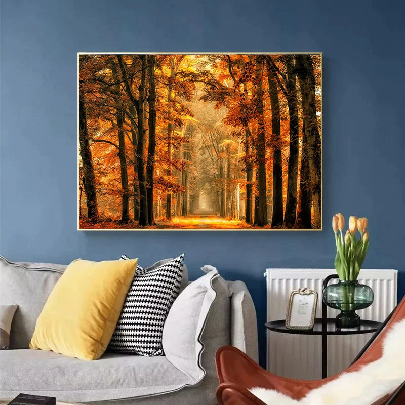 Affiches Décoratives d’Automne – Paysages, Citrouilles & Feuilles Dorées