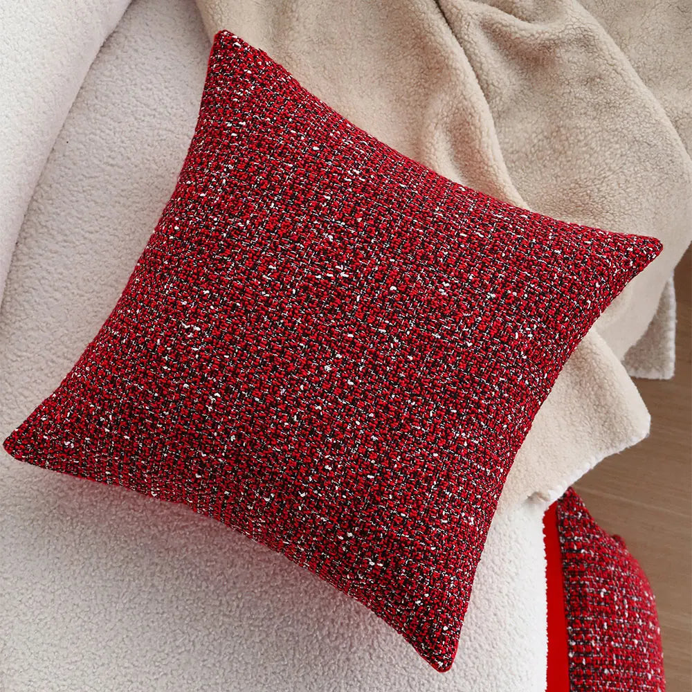 Housse de coussin de Noël rouge, effet tricoté