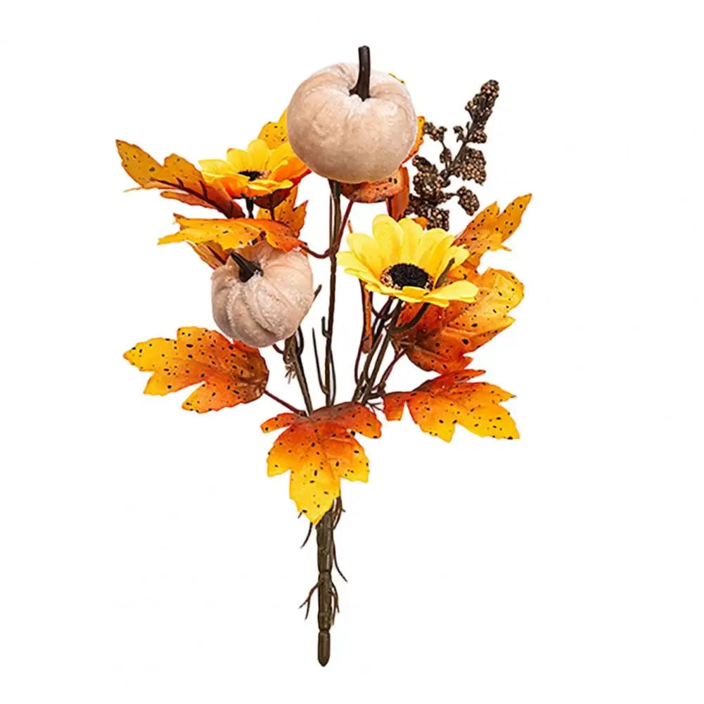 Bouquet d’Automne Artificiel – Citrouilles, Fleurs & Feuilles 🍂🎃