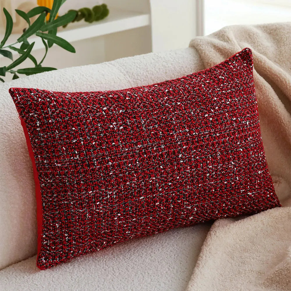 Housse de coussin de Noël rouge, effet tricoté