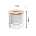 Boîte à Mouchoirs Ronde Transparente avec Couvercle en Bois – Design Moderne