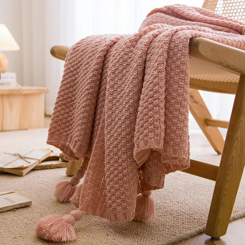 Plaid Nordic à Pompons – Doux & Cocooning