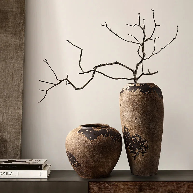 Vase Wabi-Sabi en céramique effet ancien