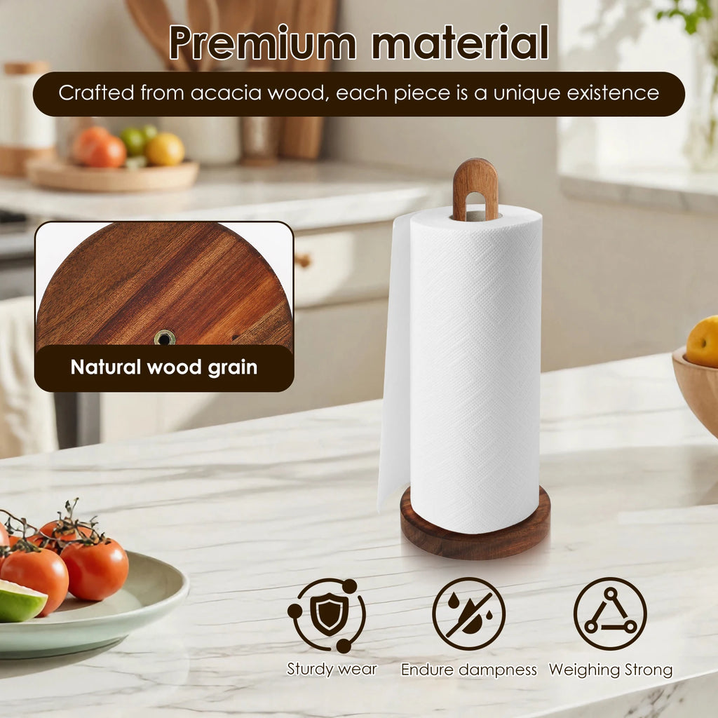 Porte Essuie-Tout en Bois – Support Élégant et Stable pour Cuisine