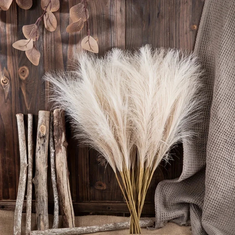 Herbe de Pampa Artificielle – Bouquet Bohème Décoratif (10 tiges)