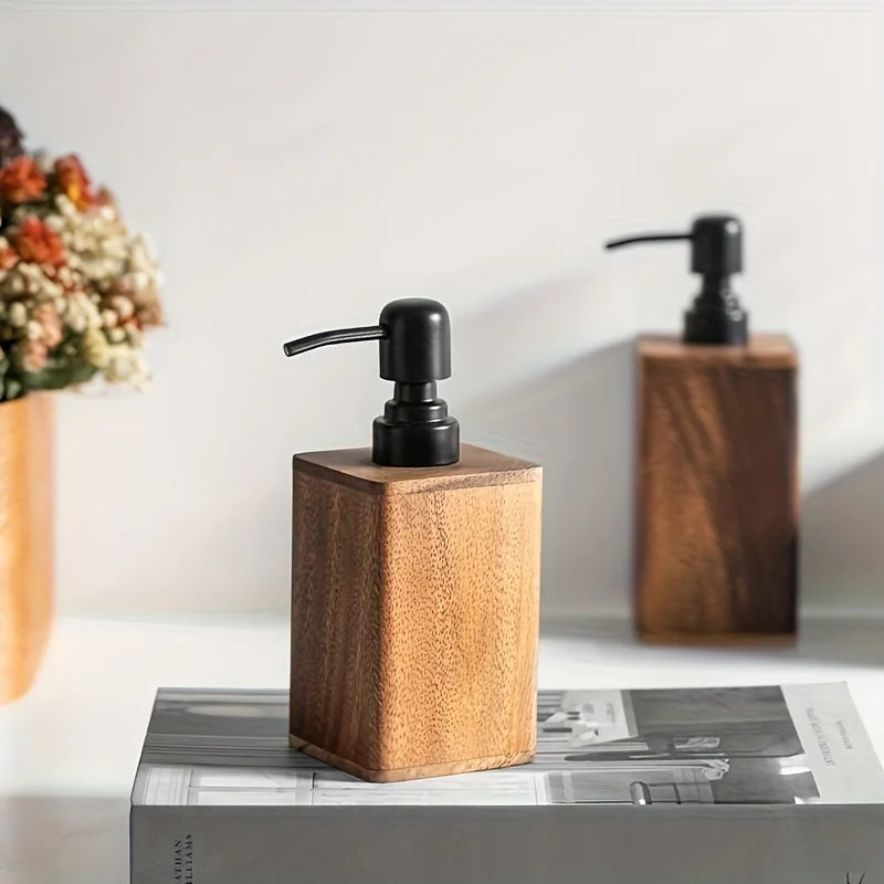 Distributeur de Savon en Bois Naturel – Élégant et Rechargeable