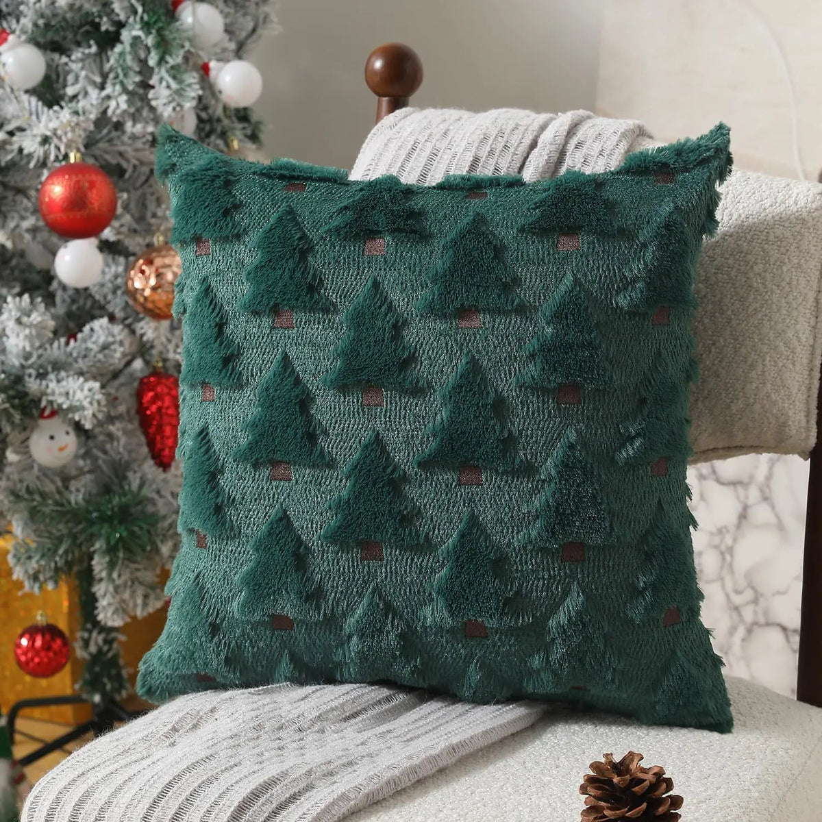 Housse de coussin de Noël en relief 45 × 45 cm