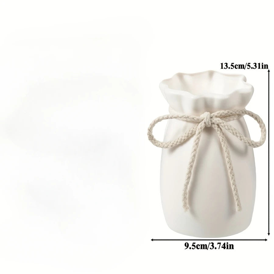 Vase décoratif en plastique bohème avec corde effet céramique