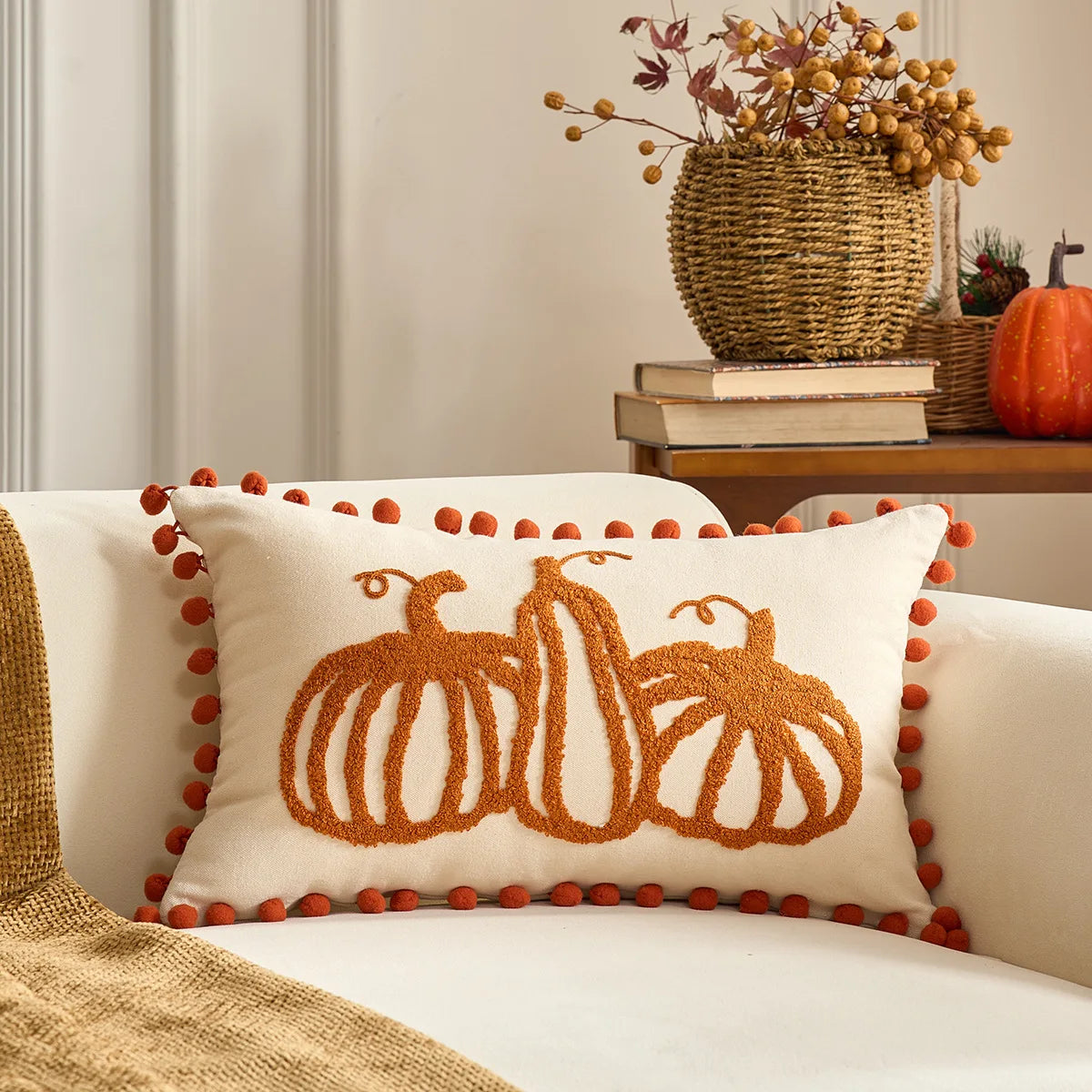 Housse de Coussin Citrouille – Collection Automne 🍂🎃