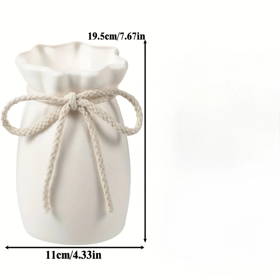 Vase décoratif en plastique bohème avec corde effet céramique