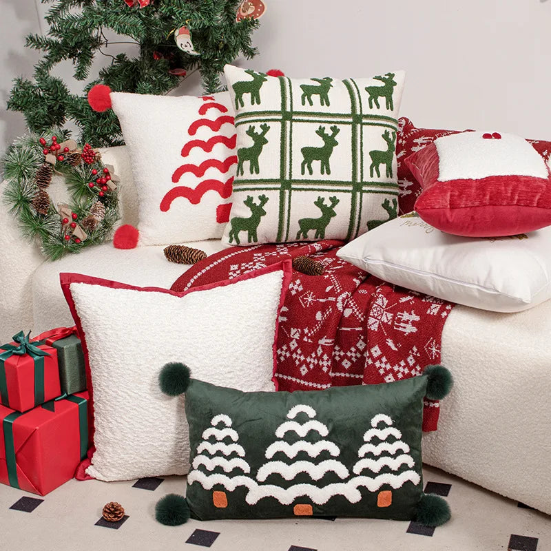 Housse de coussin de Noël brodée