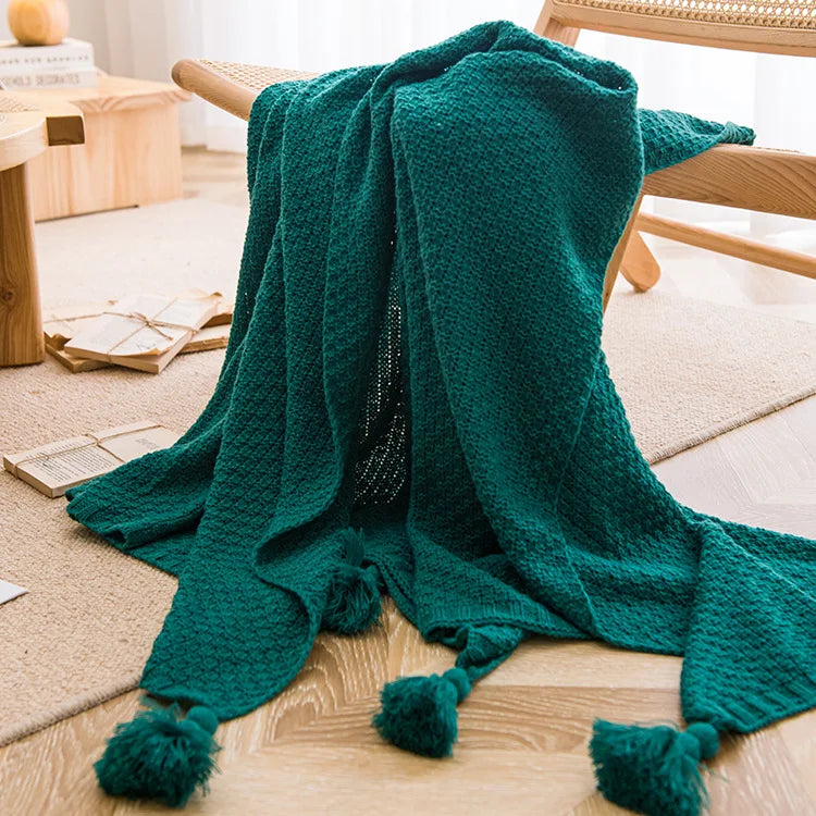 Plaid Nordic à Pompons – Doux & Cocooning