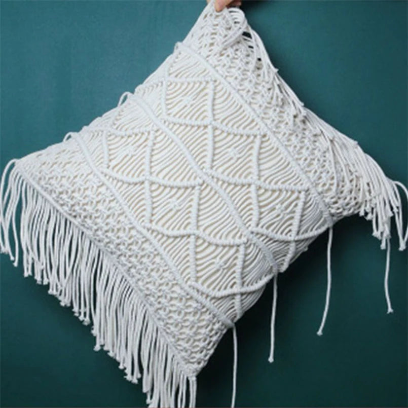 Housse de coussin bohème à franges 🤍