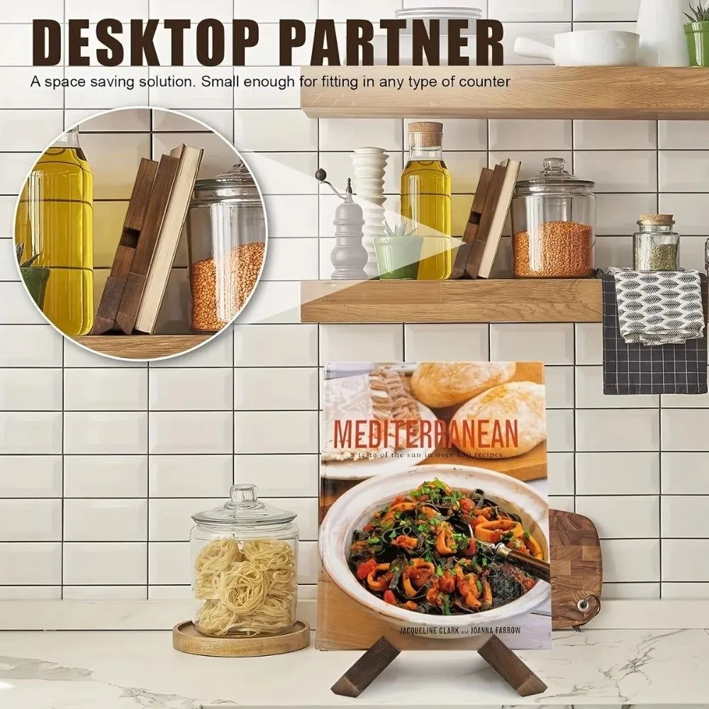 Support de livre de recettes en bois naturel