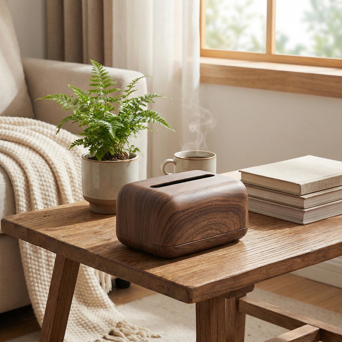 Boîte à mouchoirs effet bois – Élégante & naturelle