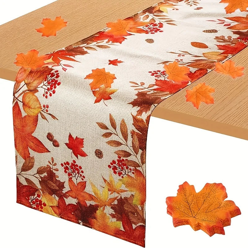 Chemin de Table Automnal à Feuilles d’Érable –  Élégante & Chaleureuse