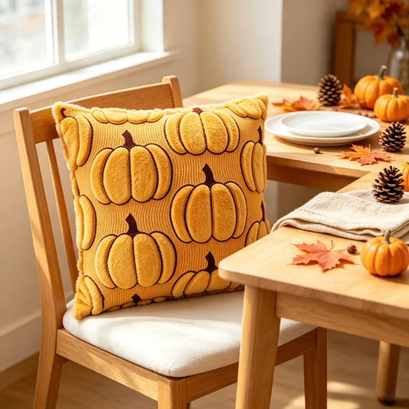 Housse de Coussin Citrouille 3D – Automne 🎃🍂