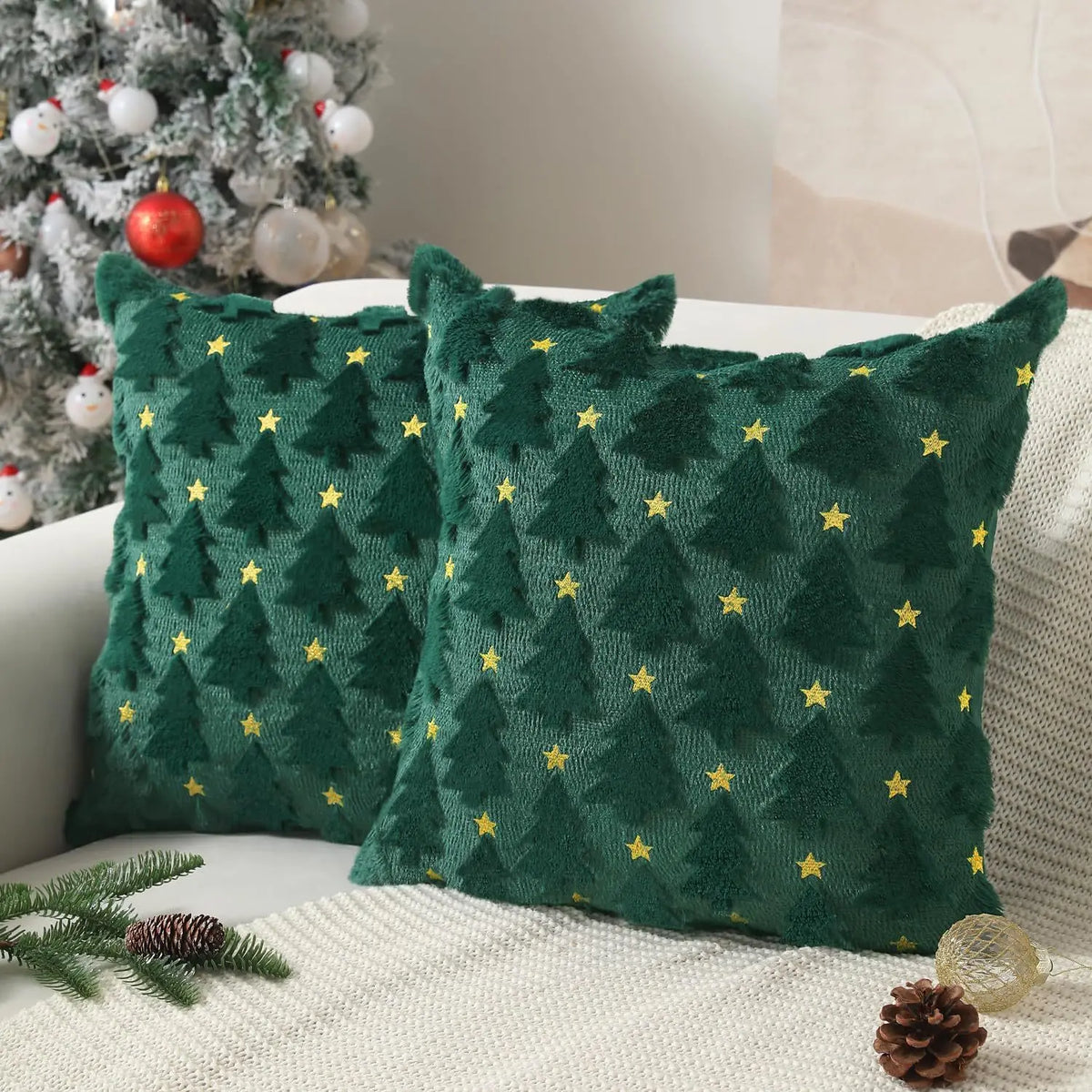 Housse de coussin de Noël en relief 45 × 45 cm