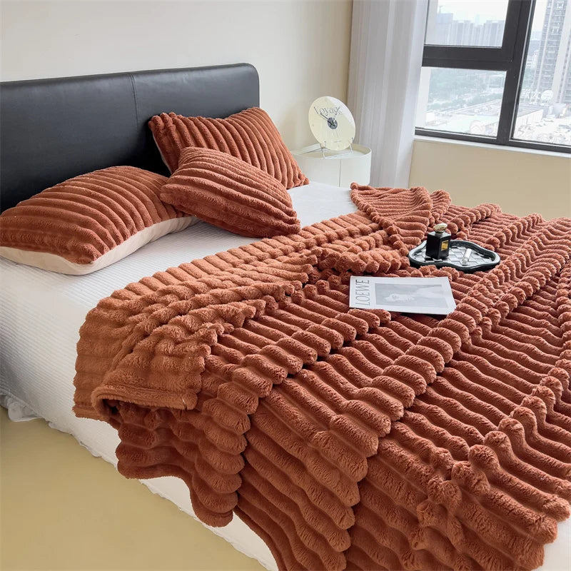 Plaid de Luxe Côtelé Ultra Doux – Couverture Cocooning pour Lit et Canapé