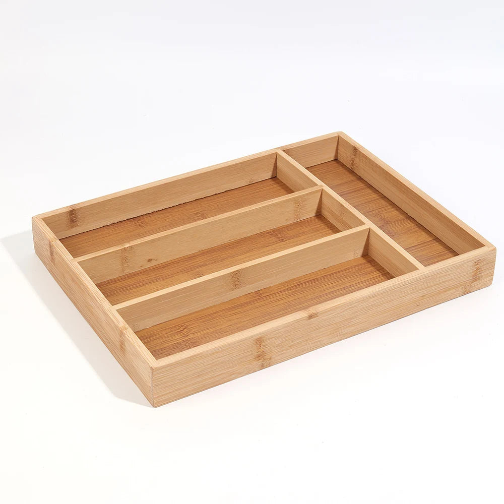 Organisateur de tiroir à couverts en bambou extensible