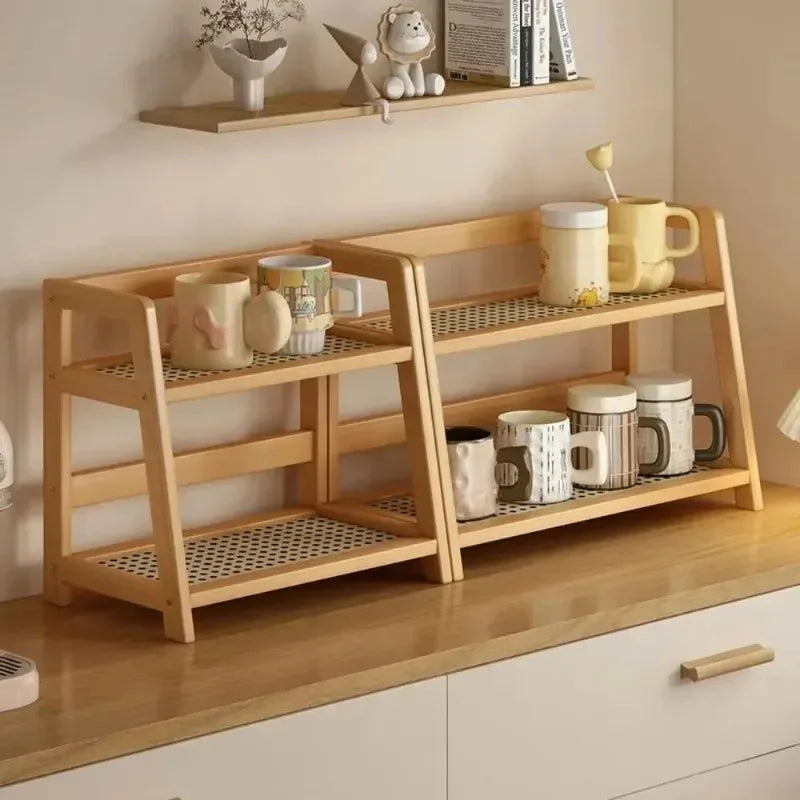 Étagère de Rangement en Bambou à 2 Niveaux – Organisateur de Cuisine Premium