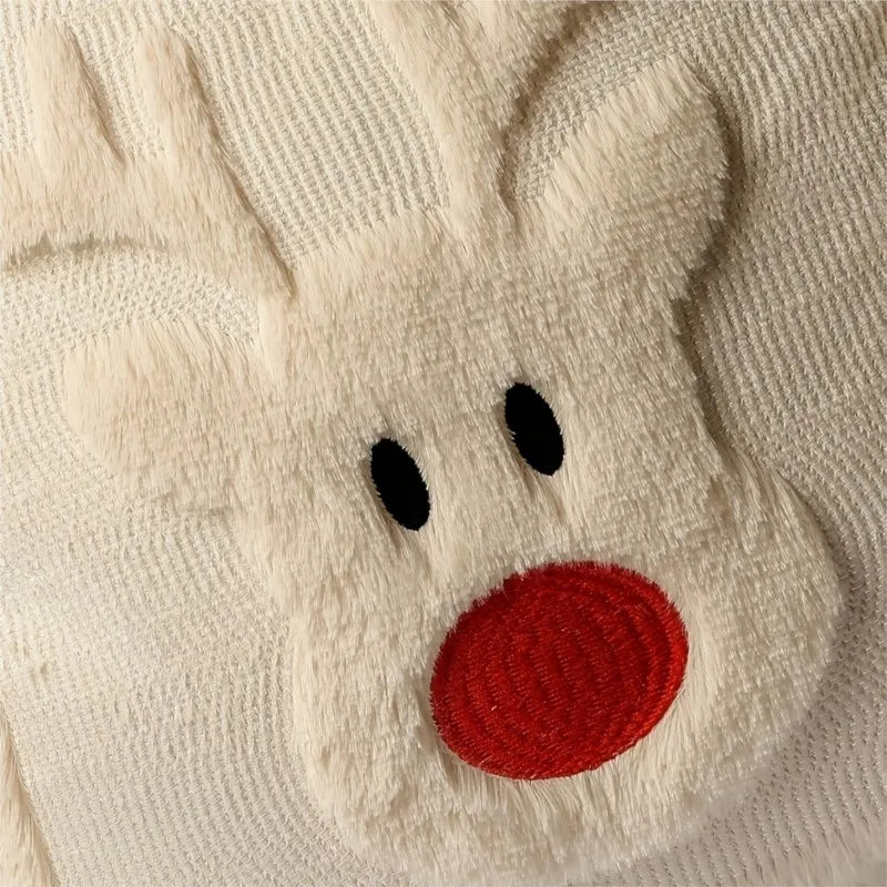 Housse de coussin de Noël renne crème 45 × 45 cm