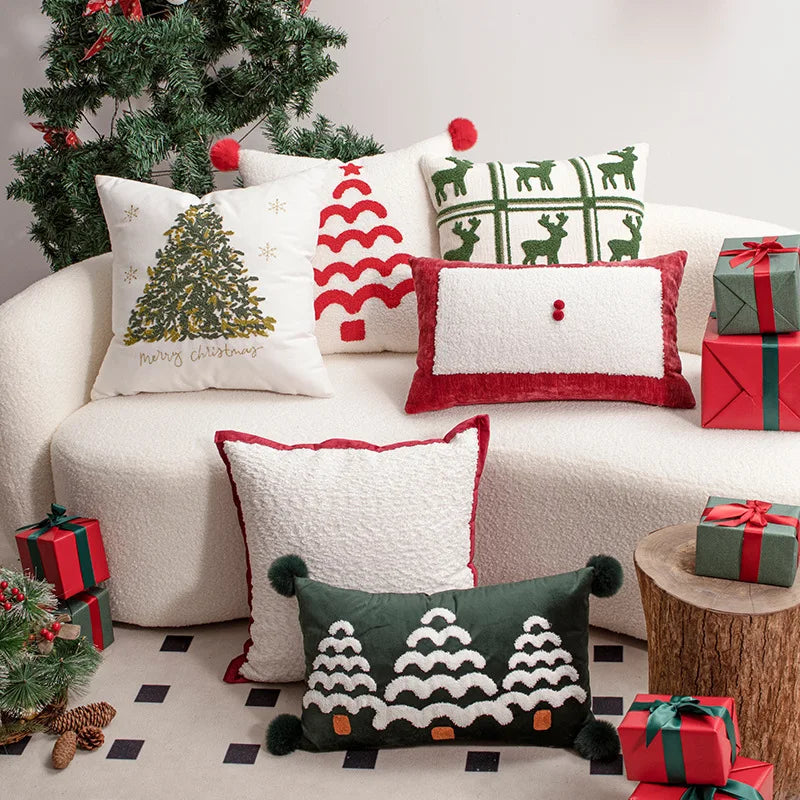 Housse de coussin de Noël brodée