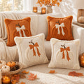 Lot de 2 Housses de Coussin Citrouille & Nœud – Collection Automne 🍂