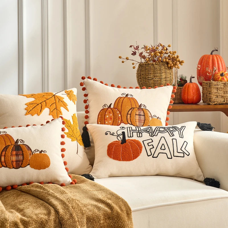 Housse de Coussin Citrouille – Collection Automne 🍂🎃