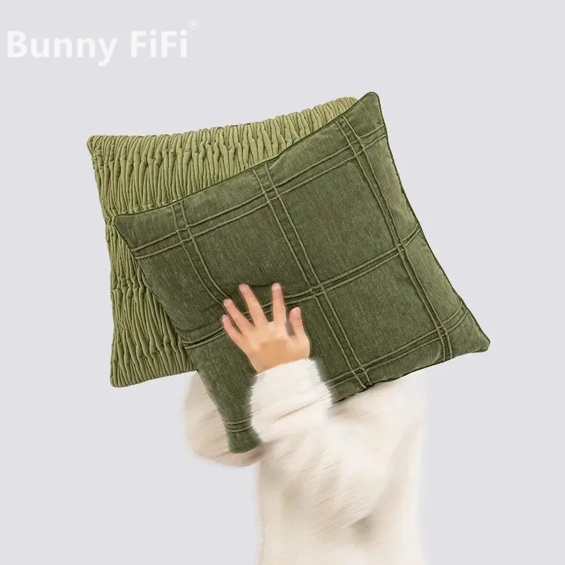 Housse de Coussin Velours Côtelé – Style Moderne