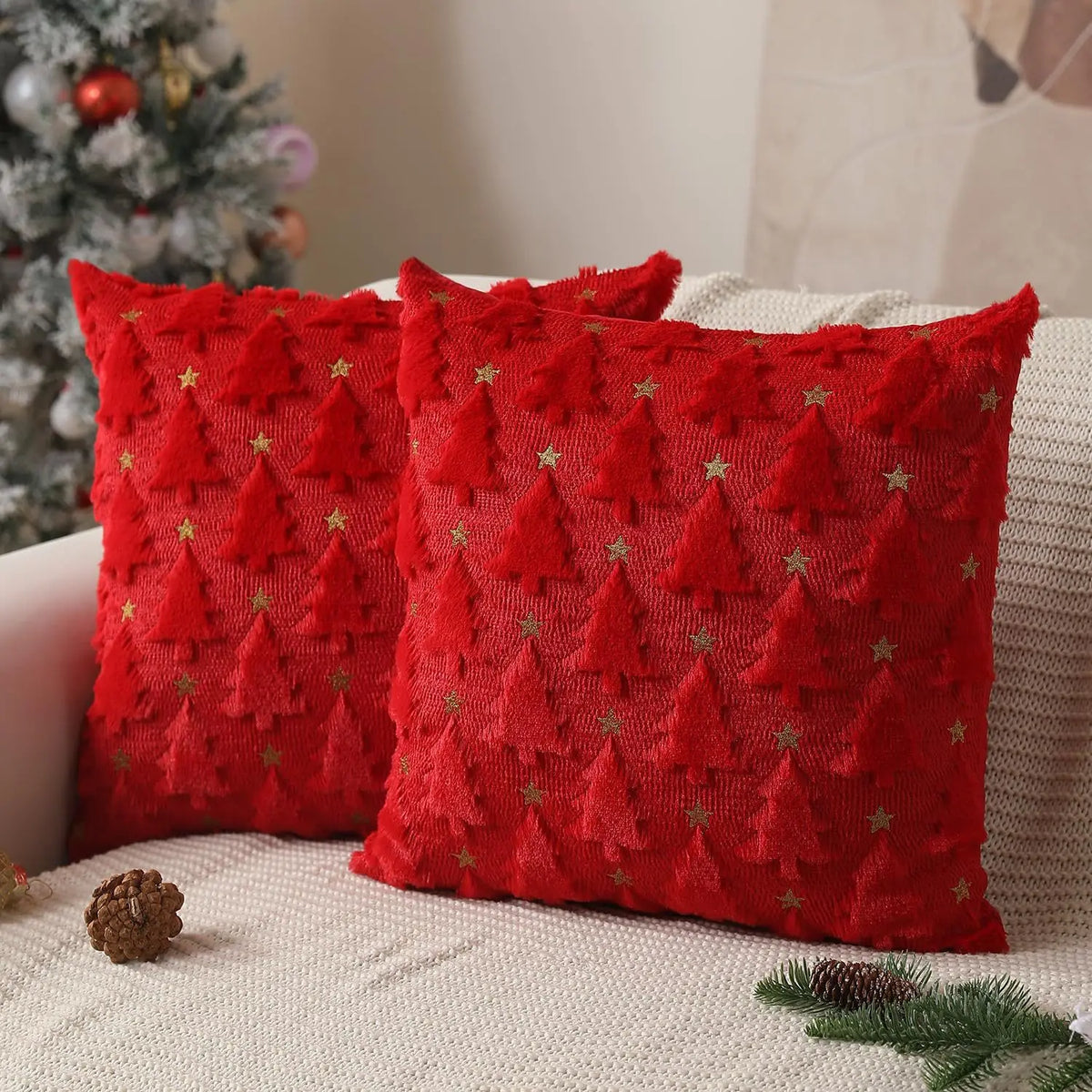 Housse de coussin de Noël en relief 45 × 45 cm