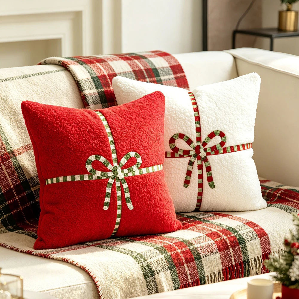 Housse de coussin de Noël en peluche 45 × 45 cm