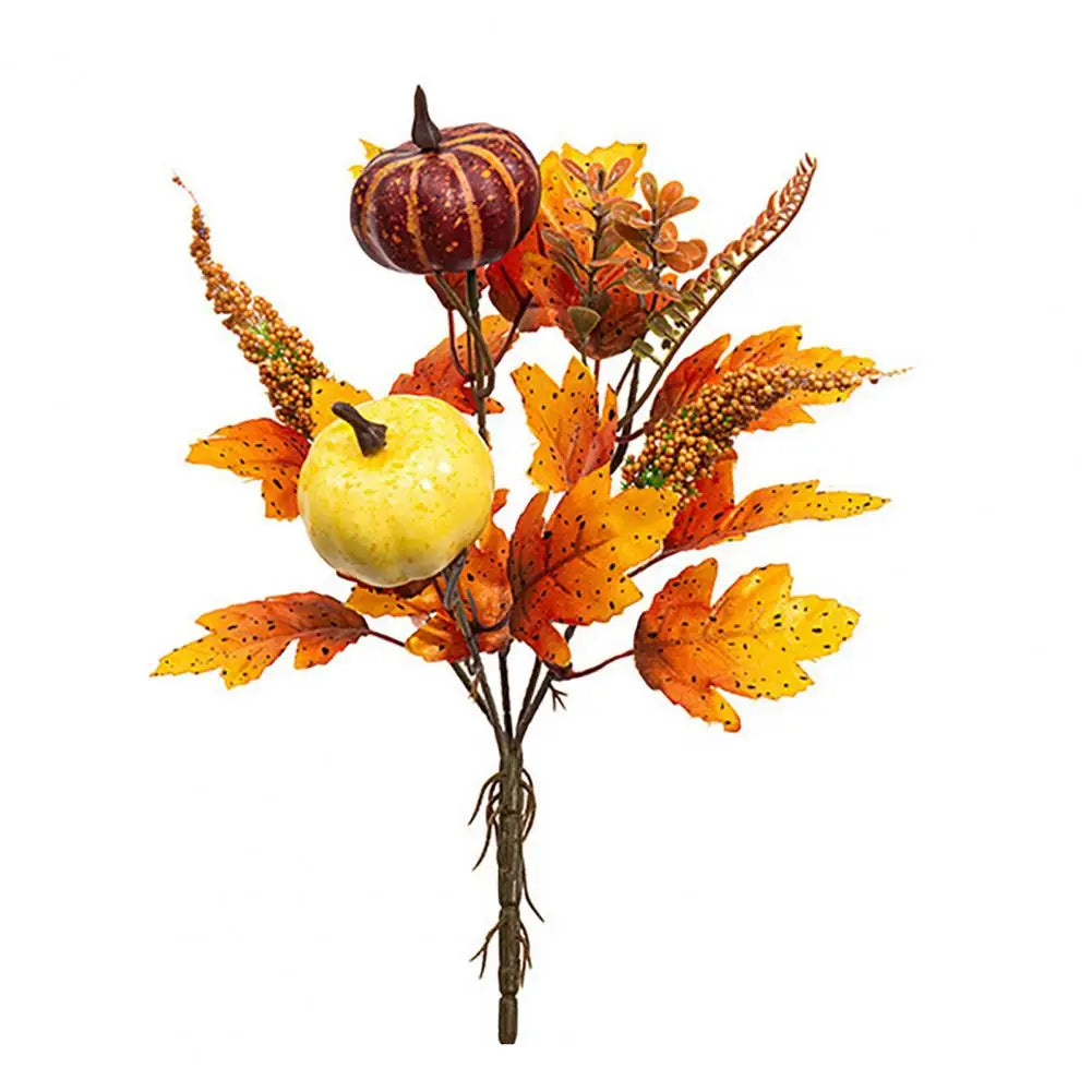Bouquet d’Automne Artificiel – Citrouilles, Fleurs & Feuilles 🍂🎃