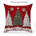 Housse de coussin de Noël rouge, flocons et sapins