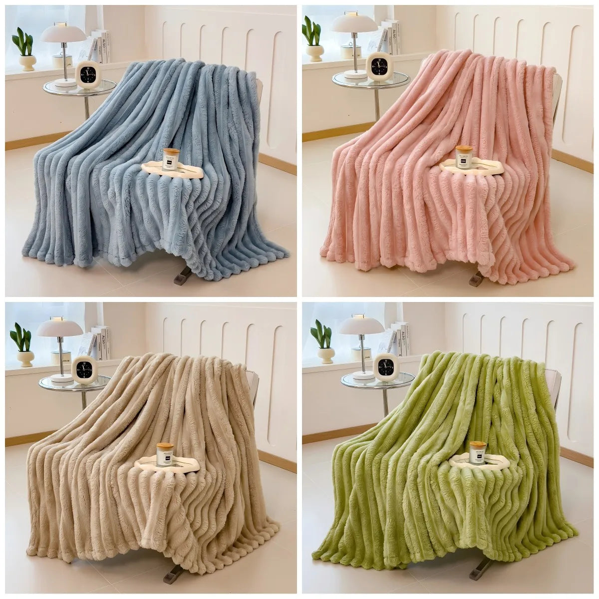 Plaid de Luxe Côtelé Ultra Doux – Couverture Cocooning pour Lit et Canapé