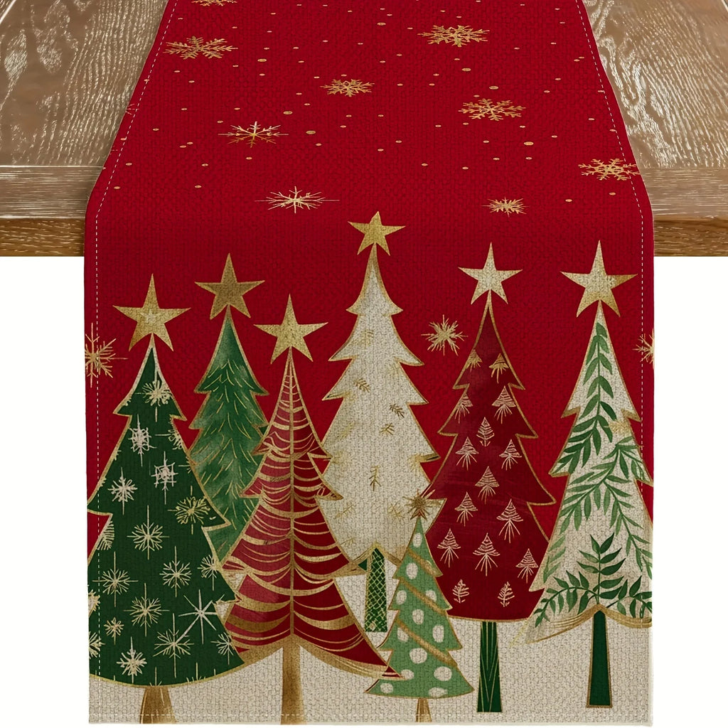 Chemin de table de Noël – Sapins et flocons